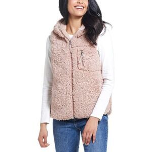Weatherproof Vintage Women's Comfy Hooded Sherpa Vest Size Medium M Rose Pink